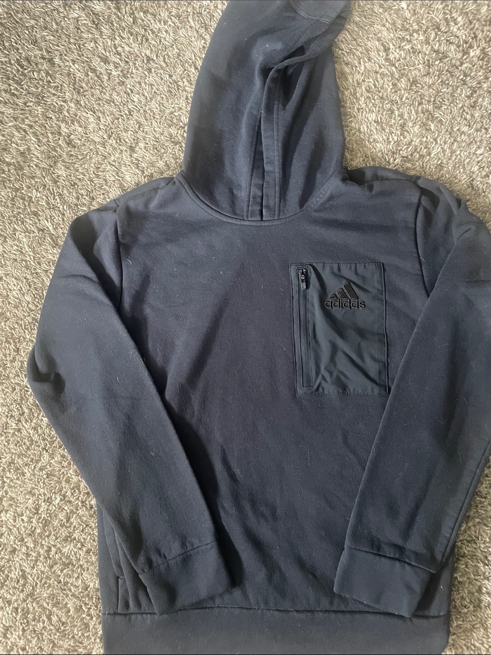 adidas Navy Blue Hooded Sweatshirt with Zip Chest Pocket